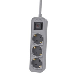 PHILIPS Base Múltiple CHP2134G/12 con 3 Tomas e Interruptor, Gris